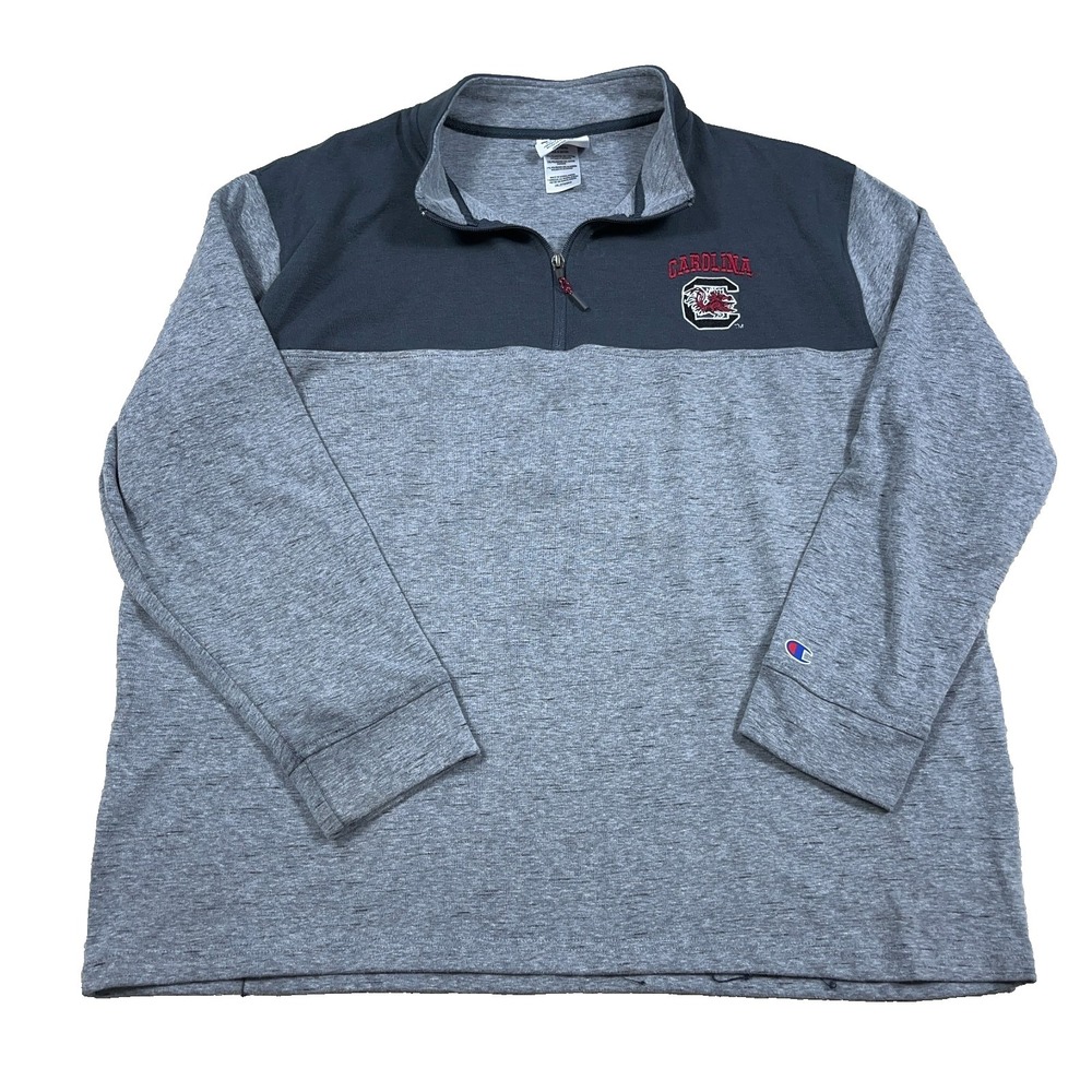 South Carolina Gamecocks Sweater Men XXL 2XL Gray Pullover Quarter 1/4 Zip Adult
